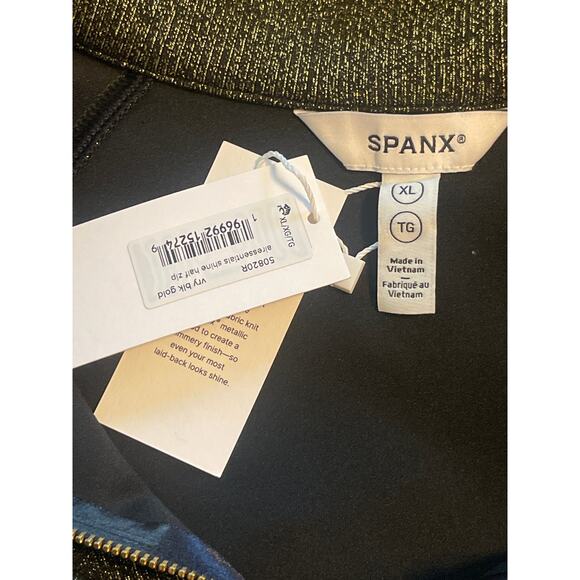 Spanx Airessentials Shine Half-Zip Sweatshirt Black Gold Women's XL NWT - Picture 13 of 13